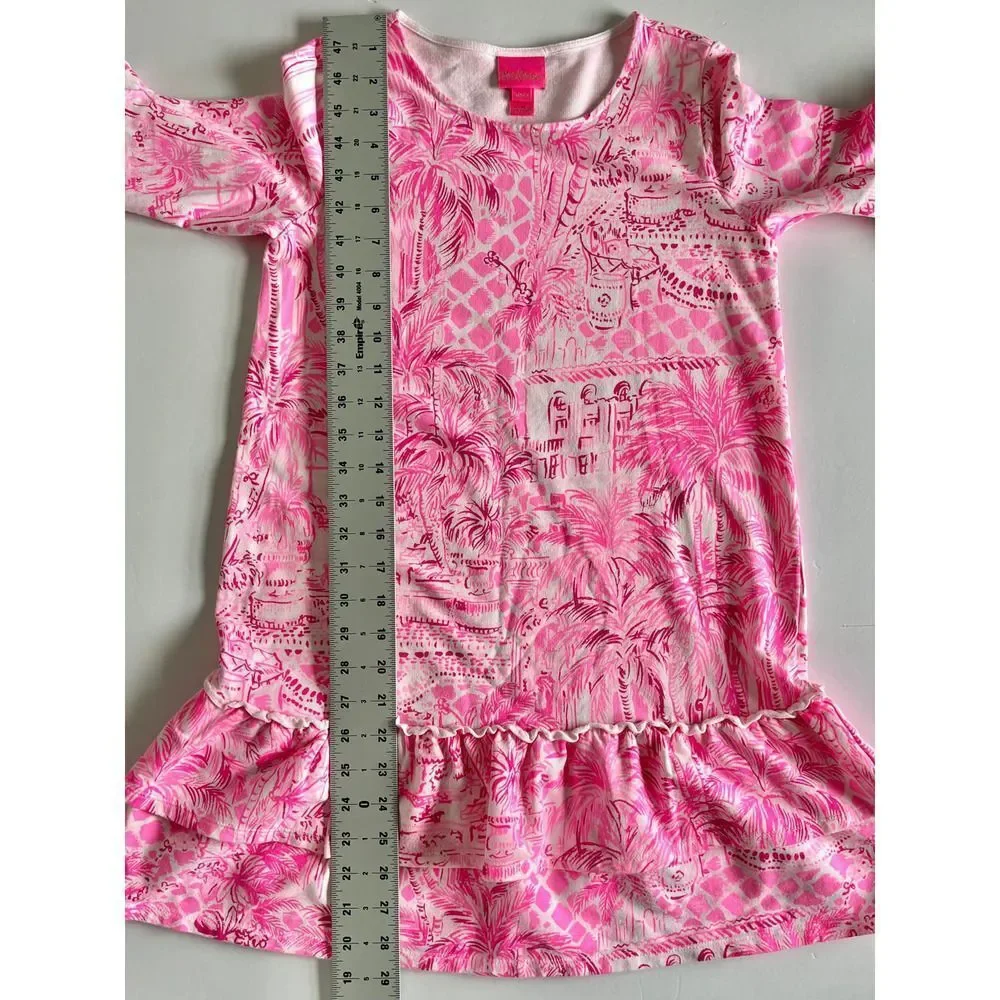 Lilly Pulitzer Kailyn Pink Blossom Palm Beach Paradise Dress Girls Size XL 12-14